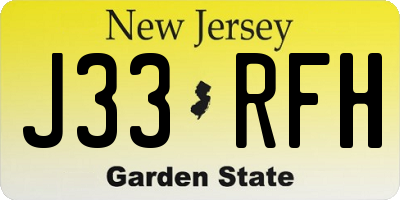 NJ license plate J33RFH