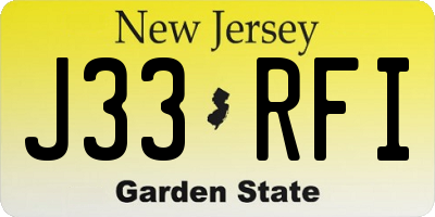 NJ license plate J33RFI