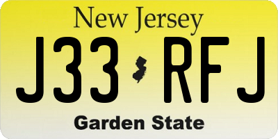 NJ license plate J33RFJ