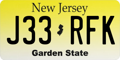 NJ license plate J33RFK