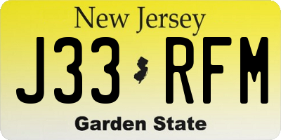 NJ license plate J33RFM