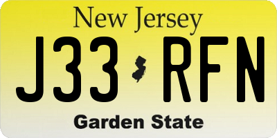 NJ license plate J33RFN