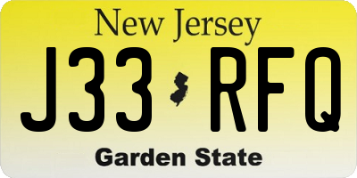 NJ license plate J33RFQ