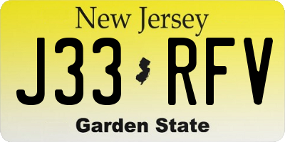 NJ license plate J33RFV