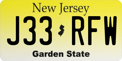 NJ license plate J33RFW