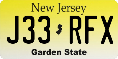 NJ license plate J33RFX