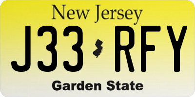 NJ license plate J33RFY