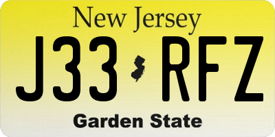 NJ license plate J33RFZ