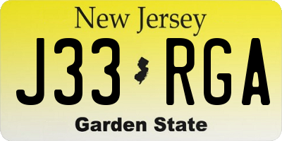 NJ license plate J33RGA