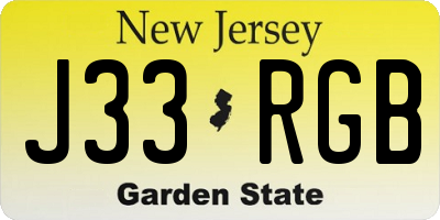 NJ license plate J33RGB