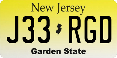 NJ license plate J33RGD