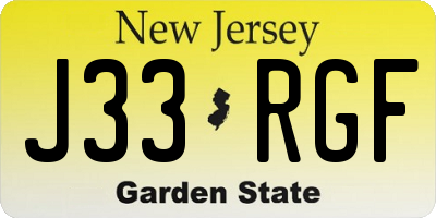 NJ license plate J33RGF