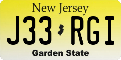 NJ license plate J33RGI