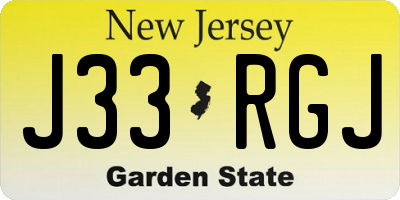 NJ license plate J33RGJ
