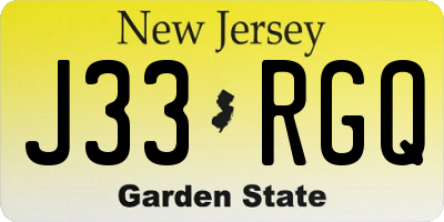 NJ license plate J33RGQ