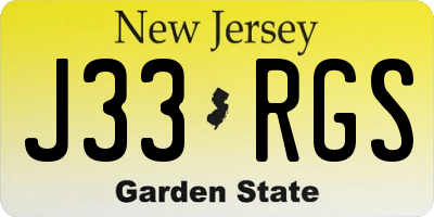 NJ license plate J33RGS