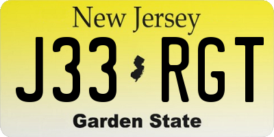 NJ license plate J33RGT