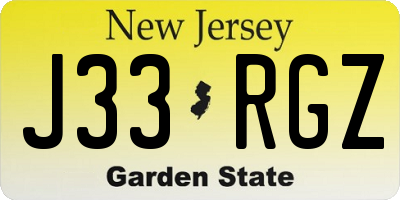 NJ license plate J33RGZ