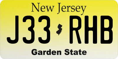 NJ license plate J33RHB