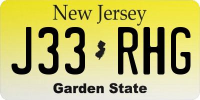 NJ license plate J33RHG