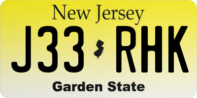 NJ license plate J33RHK