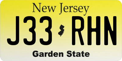 NJ license plate J33RHN