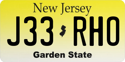NJ license plate J33RHO
