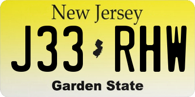 NJ license plate J33RHW