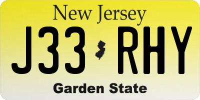 NJ license plate J33RHY