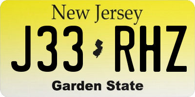 NJ license plate J33RHZ