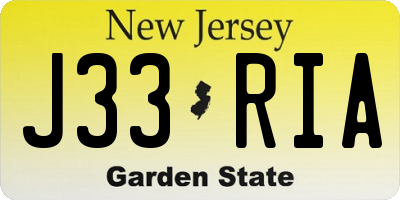 NJ license plate J33RIA