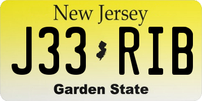 NJ license plate J33RIB