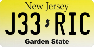 NJ license plate J33RIC