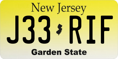 NJ license plate J33RIF