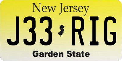 NJ license plate J33RIG