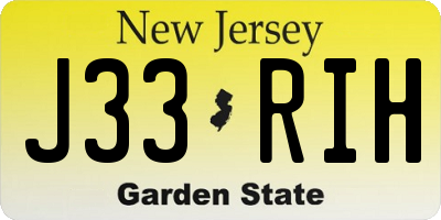 NJ license plate J33RIH