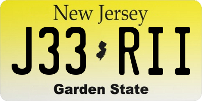 NJ license plate J33RII