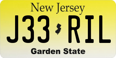 NJ license plate J33RIL