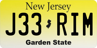 NJ license plate J33RIM