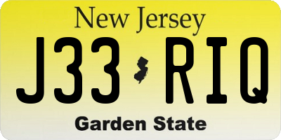 NJ license plate J33RIQ