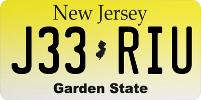 NJ license plate J33RIU