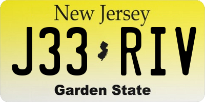 NJ license plate J33RIV