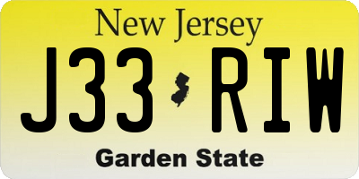 NJ license plate J33RIW