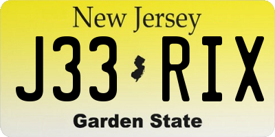 NJ license plate J33RIX