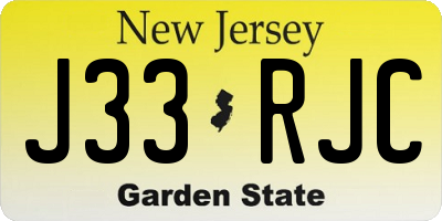 NJ license plate J33RJC