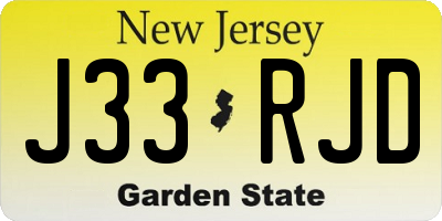 NJ license plate J33RJD
