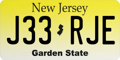 NJ license plate J33RJE