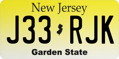 NJ license plate J33RJK