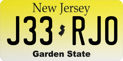 NJ license plate J33RJO