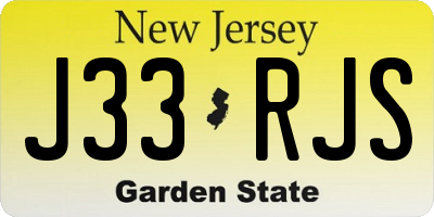 NJ license plate J33RJS